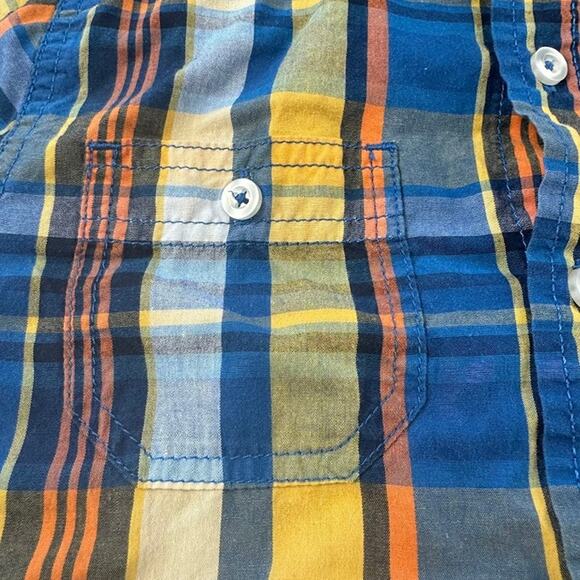 Faded Glory Boys Short Sleeve Button Down Plaid Shirt Blue S Small 6-7 - Picture 5 of 11